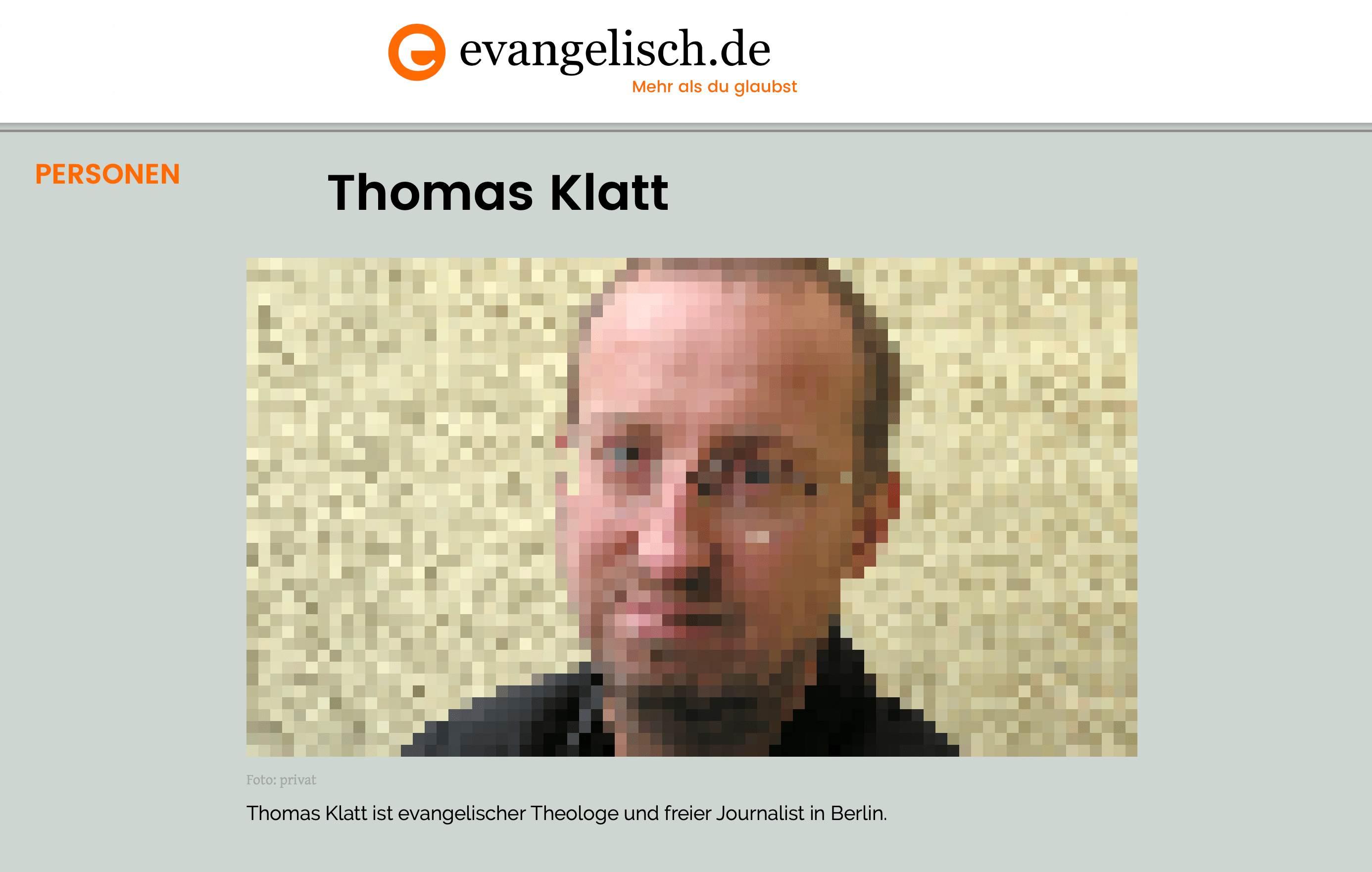 Berichtet über eine Klage gegen die Evangelische Kirche in Berlin: Der evangelische Theologe Thomas Klatt. (Foto aus urheberrechtlichen Gründen verpixelt.)
