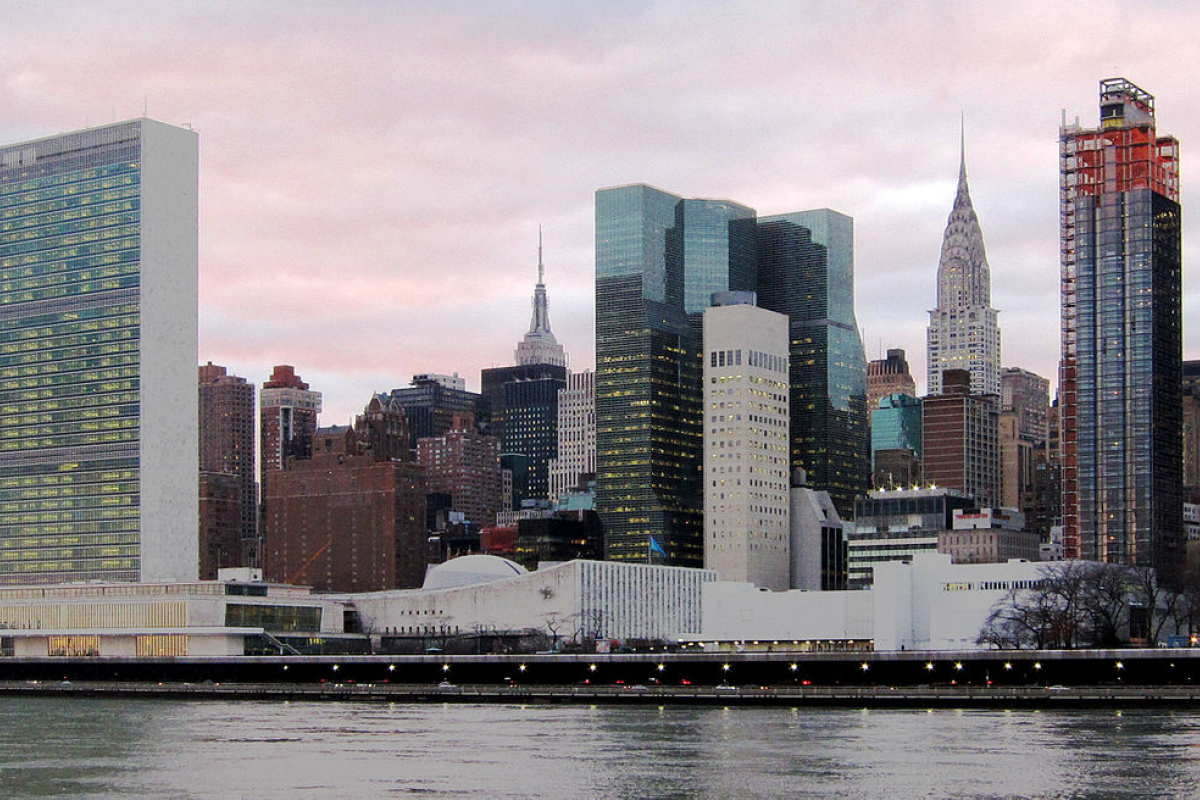 United Nations Plaza und Hauptquartier der Vereinten Nationen