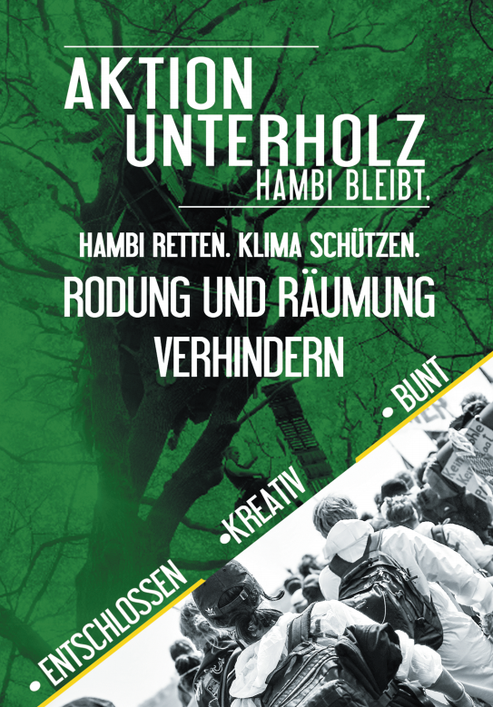 Plakat zu den Protesten im Hambacher Forst