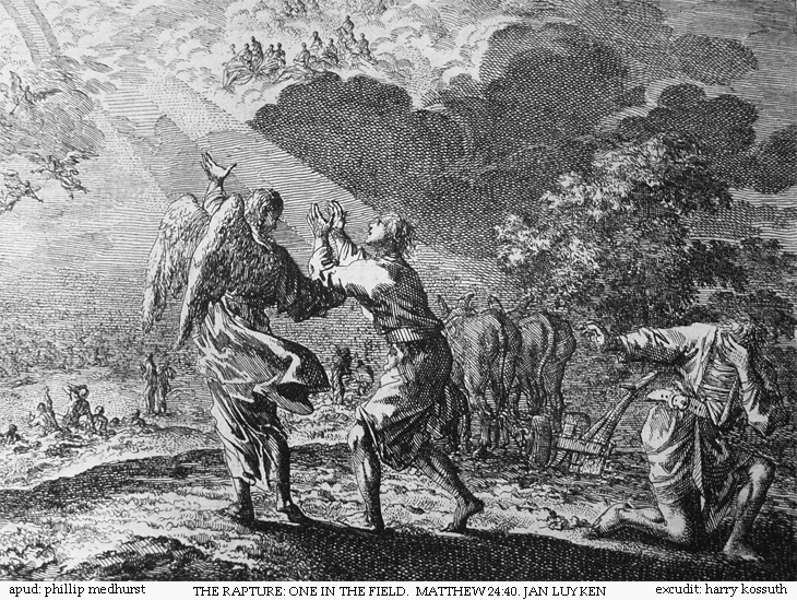Die Entrückung bei der Wiederkunft Christi, das Ziel der neuapostolischen Christen; biblische Darstellung von Jan Luyken (1795) (public domain)