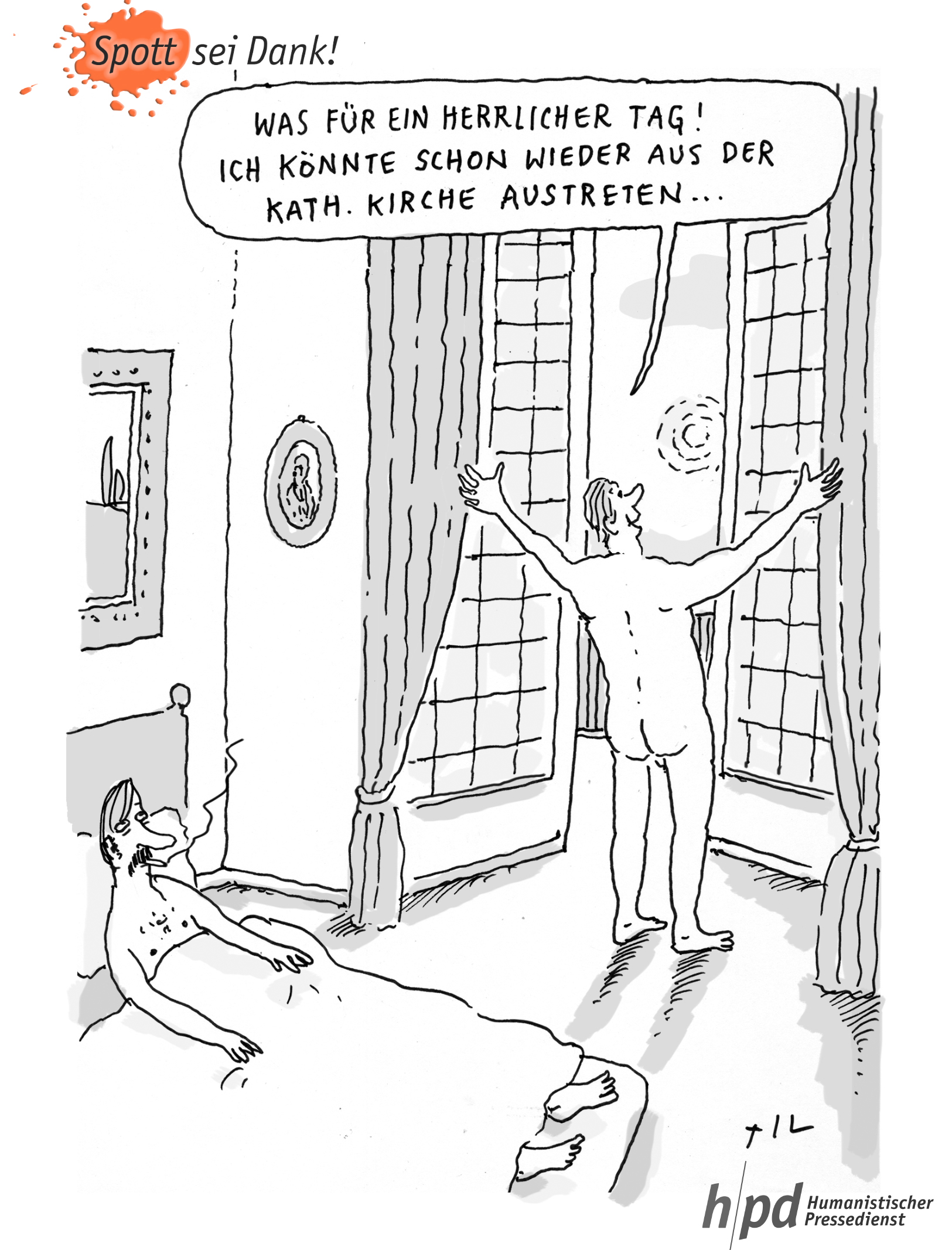 Cartoonist Til Mette findet es schade, dass man nur einmal aus der Kirche austreten kann.
