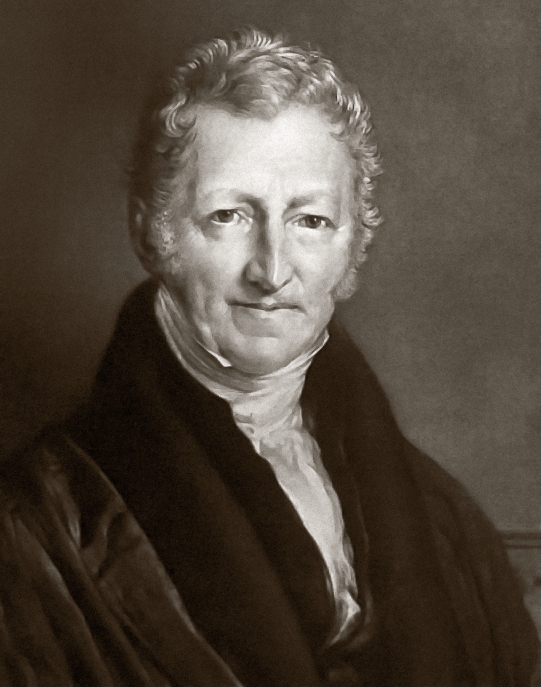 Thomas R. Malthus (1766 – 1834), britischer Ökonom, verfasste "An Essay on the Principle of Population" [Gemälde von John Linnell , CC BY 4.0, via Wikimedia Commons]