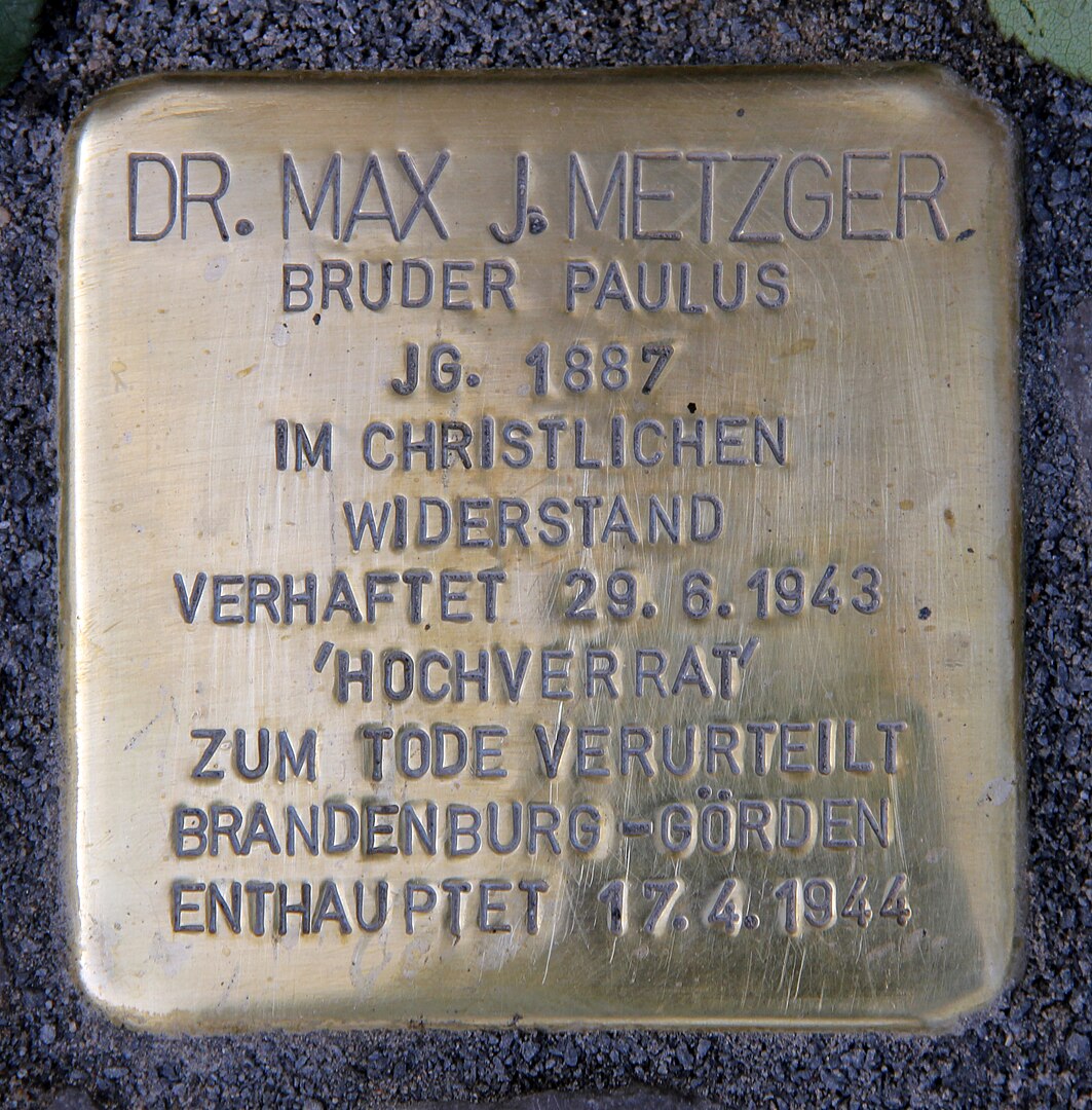 Stolperstein für Max Josef Metzger, Müllerstraße 161, Berlin-Wedding; Foto: © OTFW, Berlin, Wikipedia, CC BY-SA 3.0