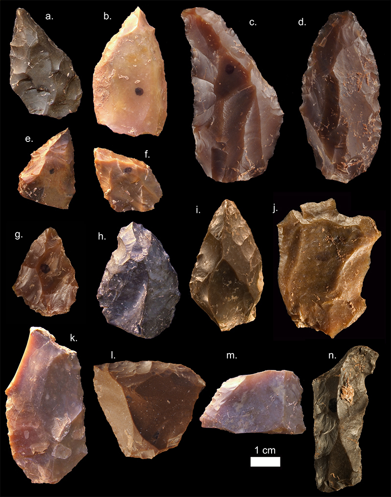 Steinwerkzeuge aus der Mittleren Steinzeit aus Jebel Irhoud (Marokko).