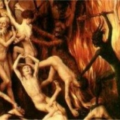 "Die ewige Verdammnis" Illustration aus dem Mittelalter, Maler unbekannt