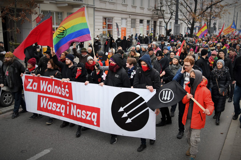 Antifaschistische Gegendemo am 11. November 2019 in Warschau