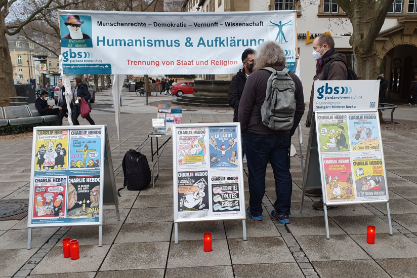 Demo der gbs-Regionalgruppe Stuttgart/Mittlerer Neckar auf dem Stuttgarter Schlossplatz