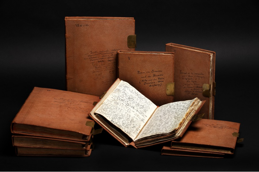 Die 4000 eng beschriebenen Seiten fasste Humboldt in neun Lederbänden zusammen und beschriftete diese selbst. Foto: Staatsbibliothek zu Berlin – PK, Carola Seifert