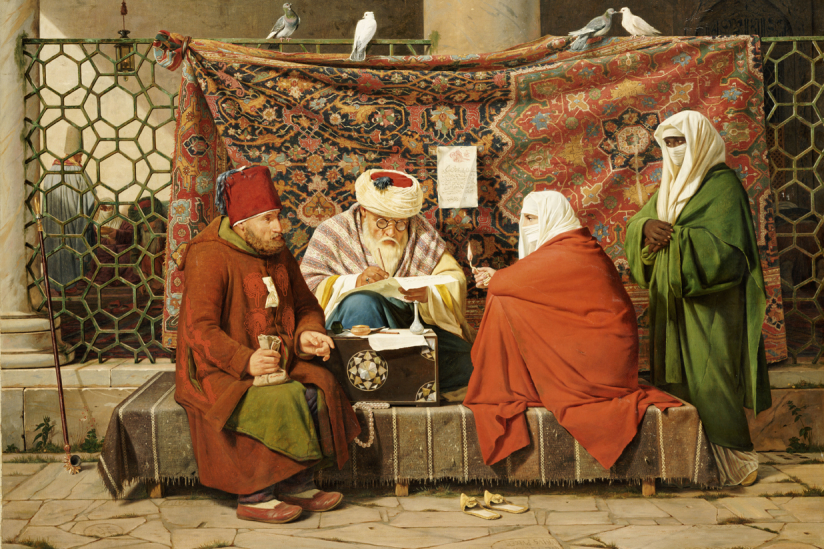 Ein türkischer Notar beim Aufsetzen eines Ehevertrages, Gemälde von Martinus Rørbye, 1837