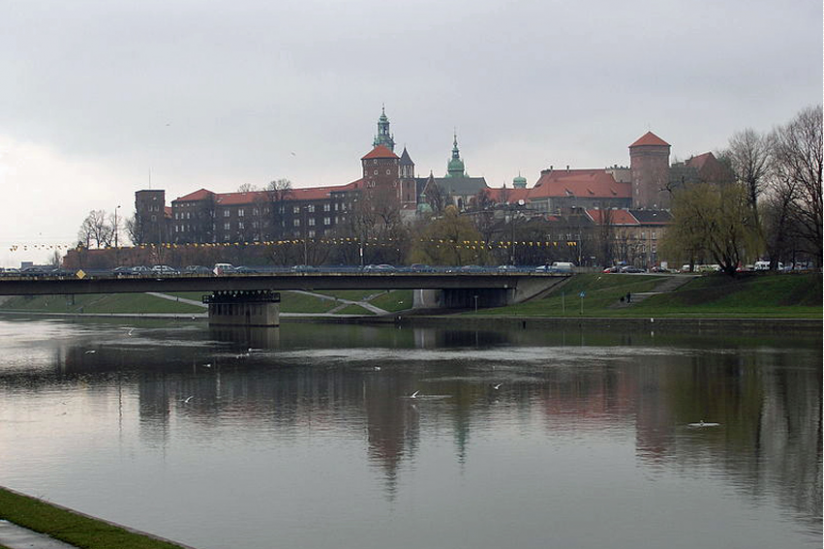 Blick von der Weichsel auf den Wawel, Krakau, Polen