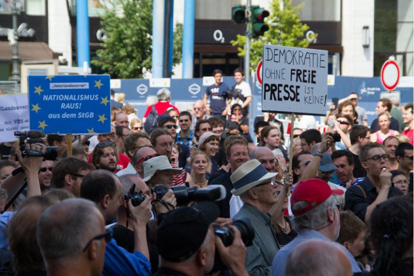 Demonstration für Pressefreiheit am 1. August 2015 in Berlin