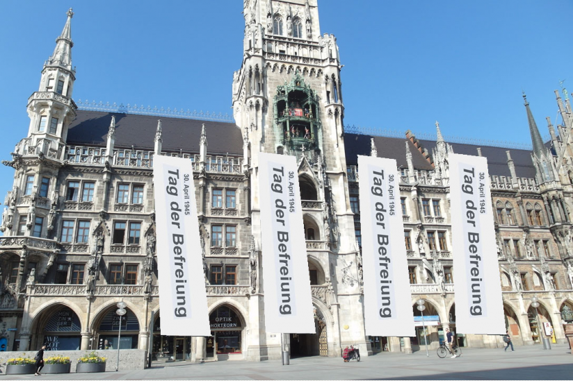Weiße Fahnen am Münchner Rathaus