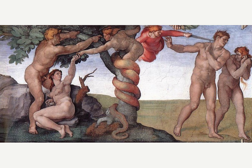 Michelangelo: Sündenfall und Vertreibung aus dem Paradies in der Sixtinischen Kapelle, 1508–12