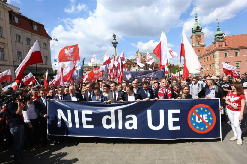 Banner auf dem "Souveränitäts-Marsch" am 1. Mai in Warschau.