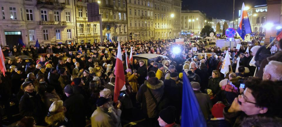 Proteste gegen den "Maulkorb-Erlass" in Poznan.