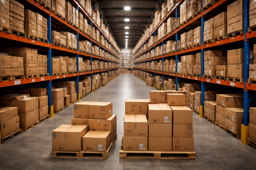 Lagerhalle mit Paketen