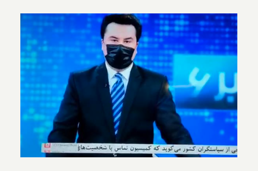 Afghanische Moderatoren trugen aus Solidarität Masken.