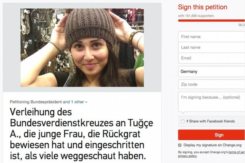 Screenshot der Petition für Tugce Albayrak