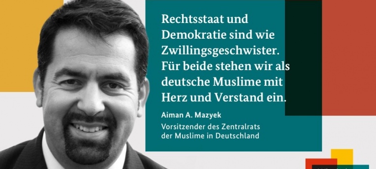 Aiman Mazyek, der Vorsitzende des Zentralrats der Muslime in Deutschland (ZMD), als Botschafter für die Regierungskampagne "Wir sind Rechtsstaat"