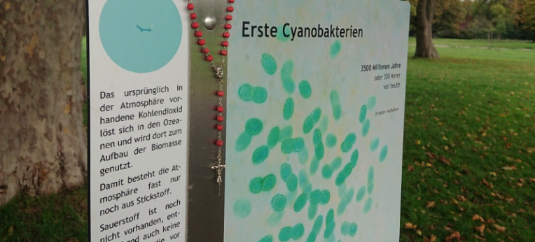 Der Evolutionsweg in Düsseldorf wurde von Unbekannten gesegnet.