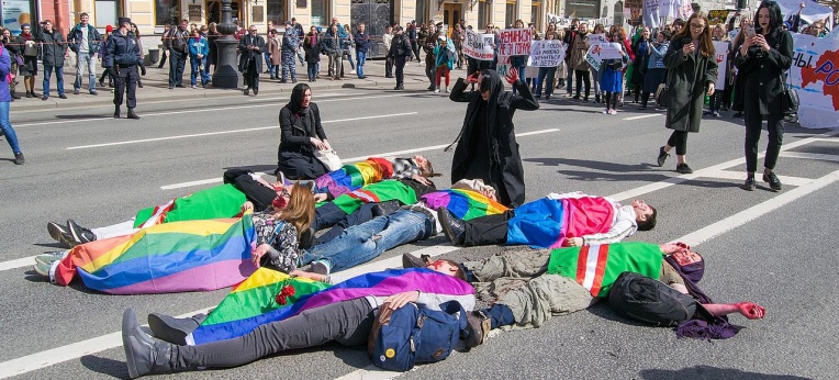 Demo in Tschetschenien gegen die Entführung Homosexueller