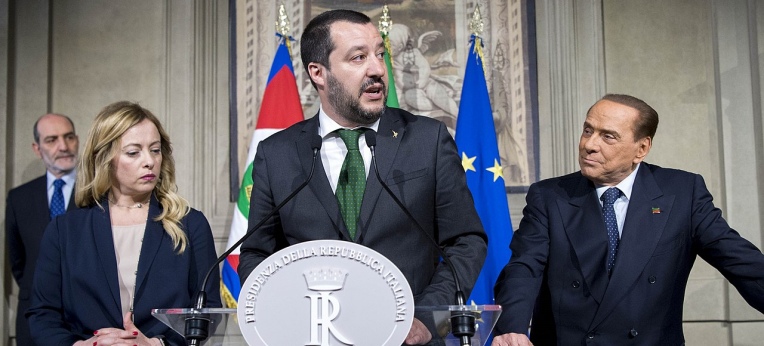 Giorgia Meloni, Matteo Salvini und Silvio Berlusconi