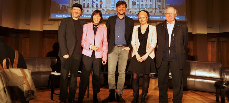 Michael Schmidt-Salomon, Ingrid Matthäus-Meier, Philipp Möller, Jacqueline Neumann und Carsten Frerk (v. l. n. r.)