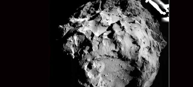 Die Kamera von Philae macht Bilder des Kometen aus 3 km Entfernung während der Landung
