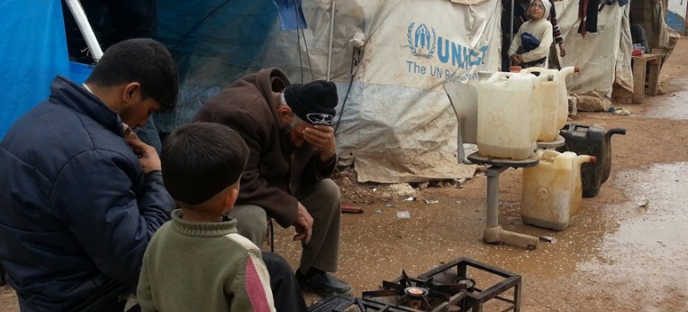 Flüchtlinge in einem Camp bei Aleppo. 