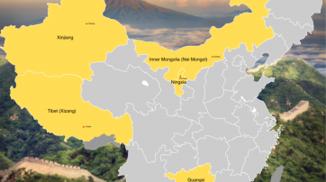 Karte der autonomen Gebiete Chinas