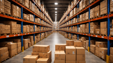 Lagerhalle mit Paketen