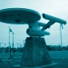 Die Skulptur eines Raumschiffs aus "Star Trek"