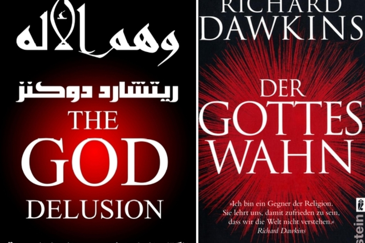 Titelseite der arabischen und der deutschen Ausgabe von "Der Gotteswahn"