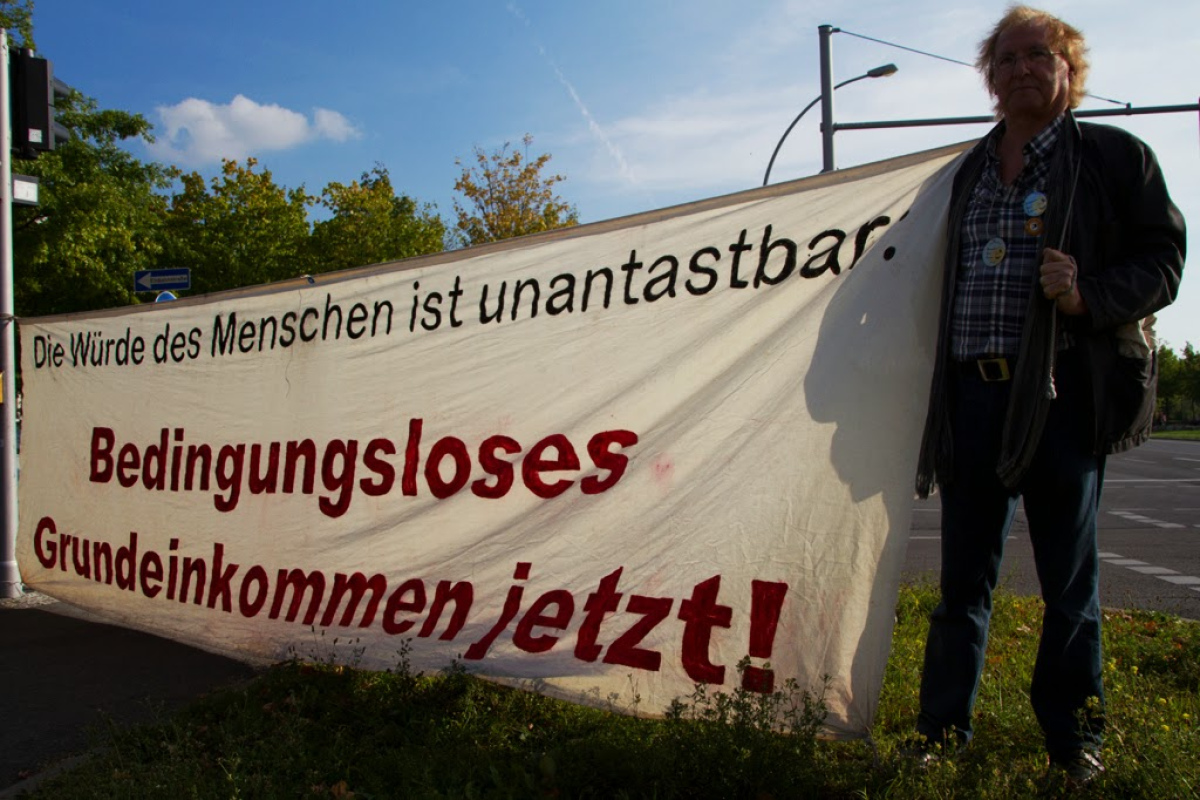 Bei der "Demo für das Grundeinkommen" im September 2013