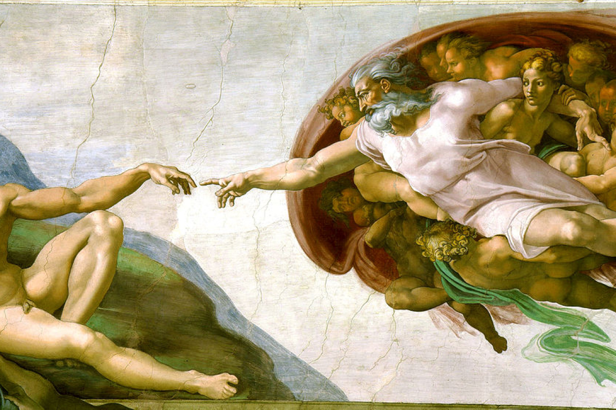 Die Erschaffung Adams (Michelangelo, Sixtinische Kapelle, Rom)