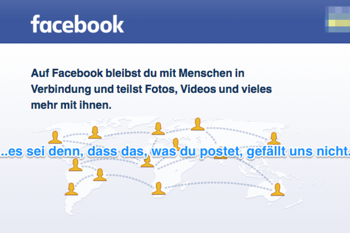 Screenshot der Facebook-Startseite