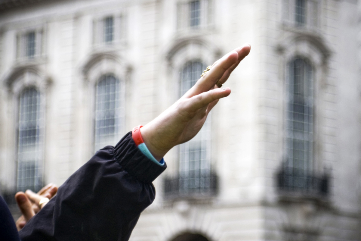 Bei einer Demo der "English Defence League" in London (09.09.2013)