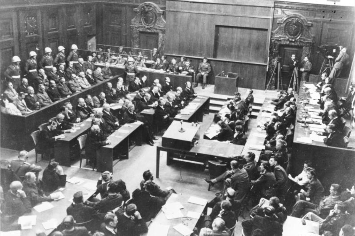 Verhandlungssaal der Nürnberger Prozesse, 30. September 1946