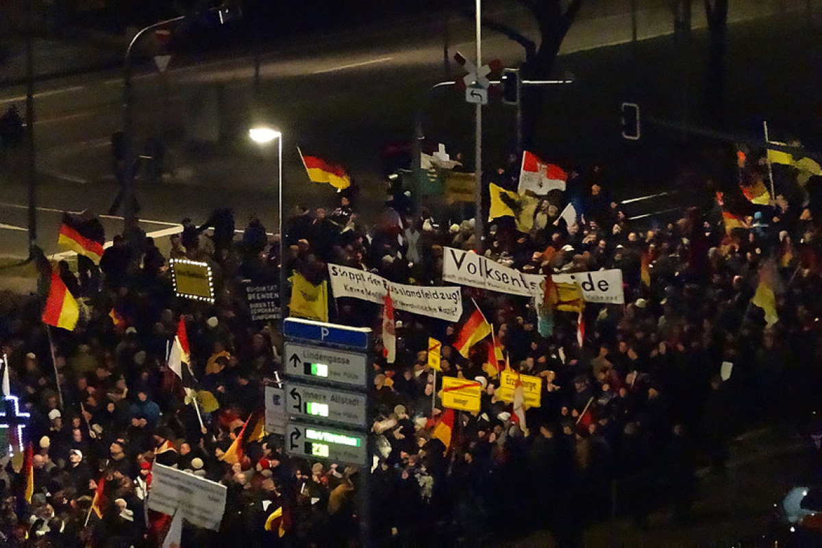 Pegida-Demonstration am 12. Januar 2015 in Dresden