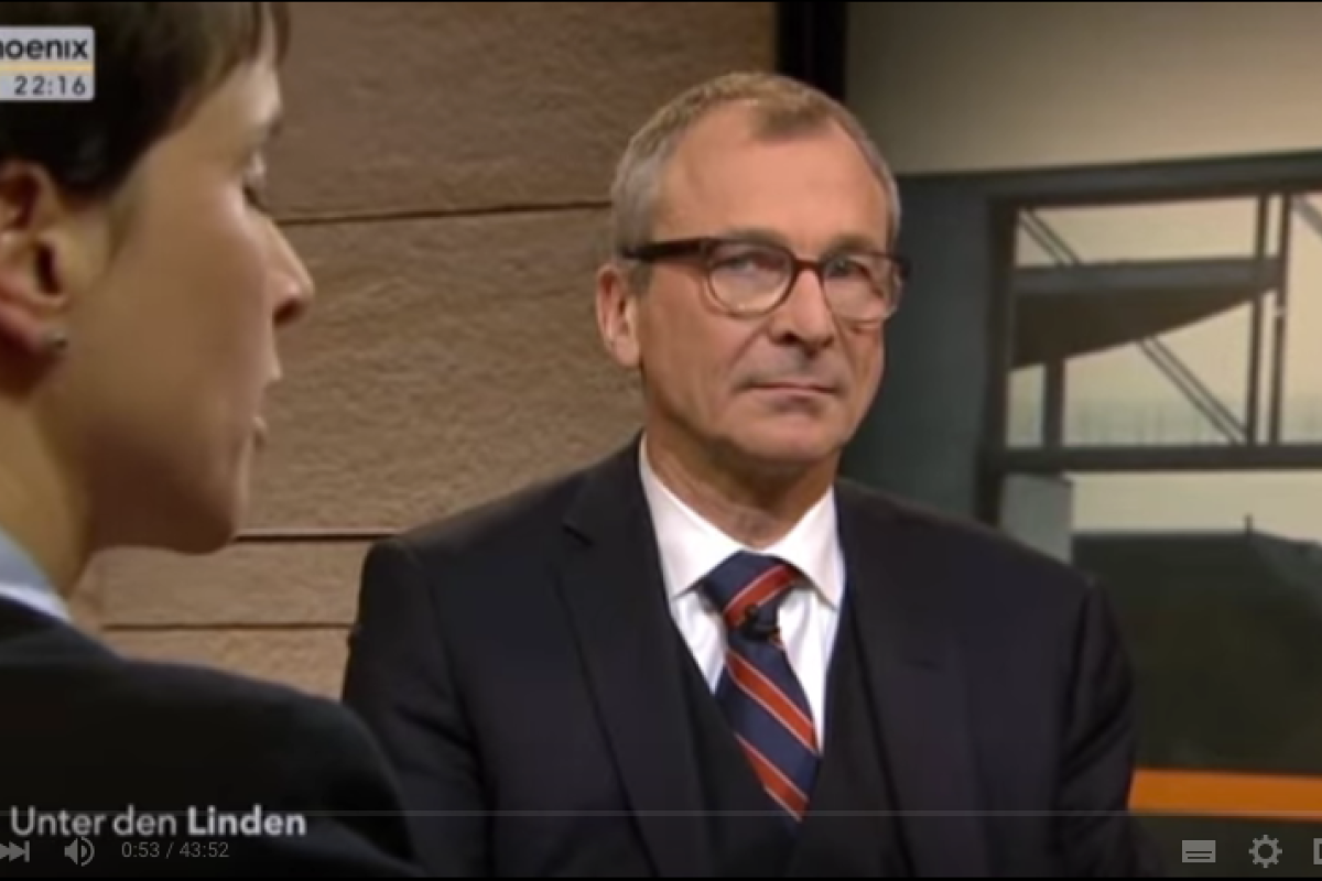 Screenshot der Sendung mit Frauke Petry und Volker Beck