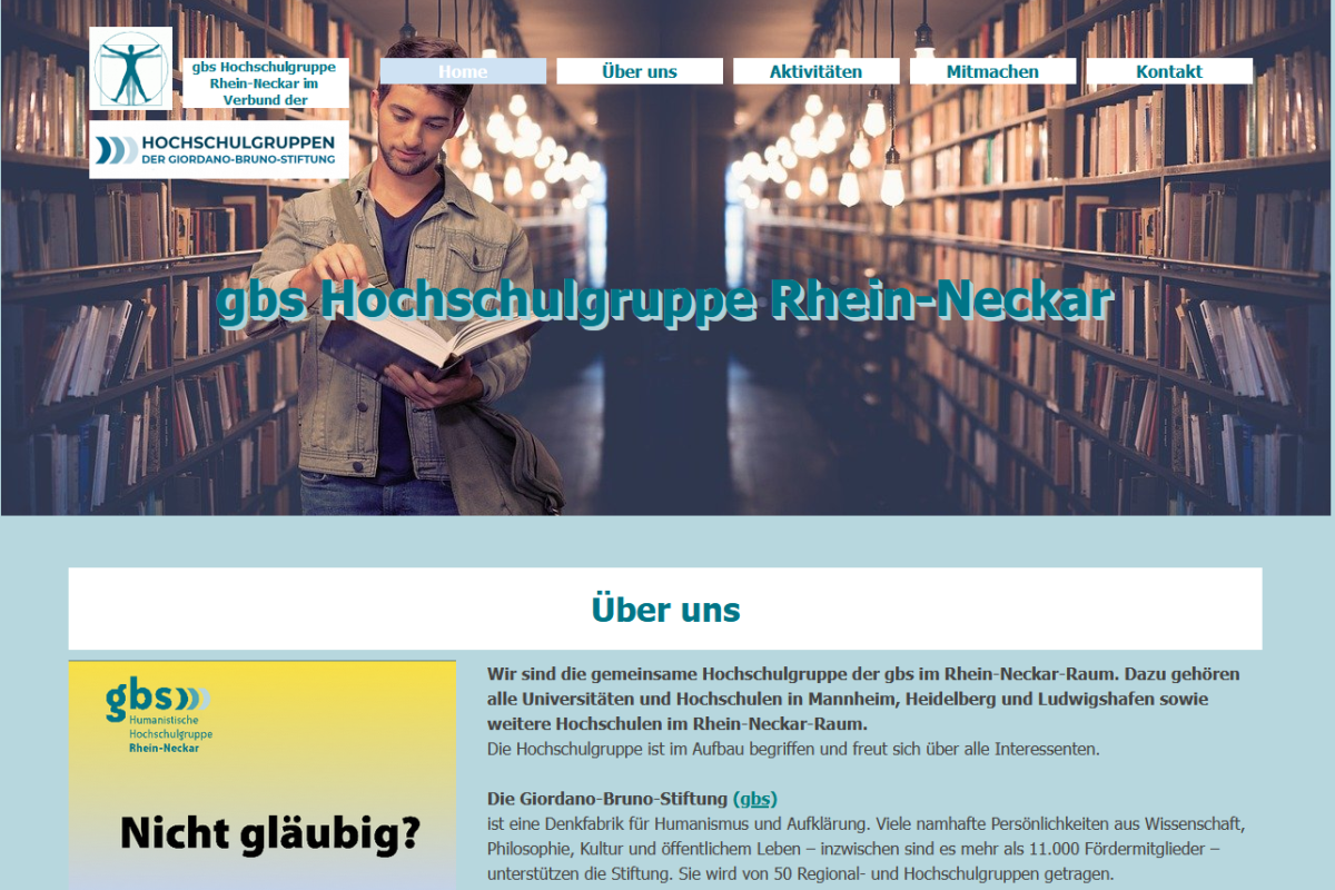 Screenshot von der bereits aufgesetzten Website