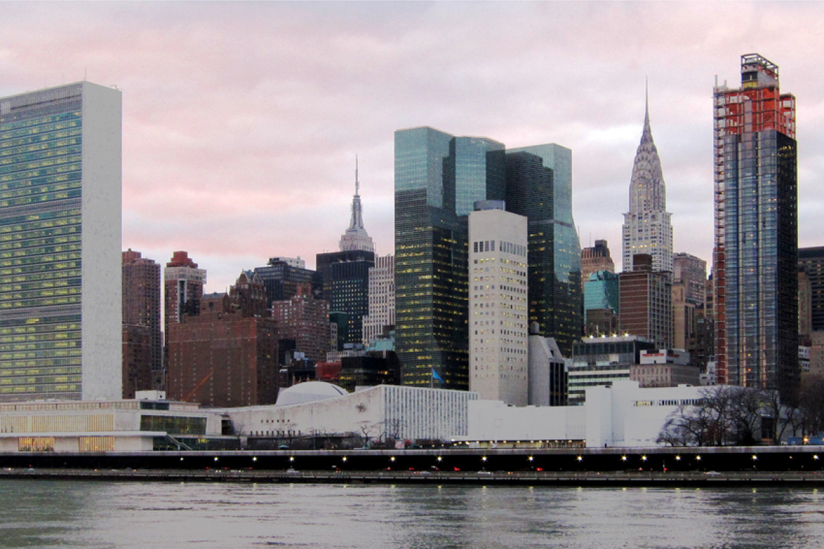 United Nations Plaza und das Hauptquartier der Vereinten Nationen