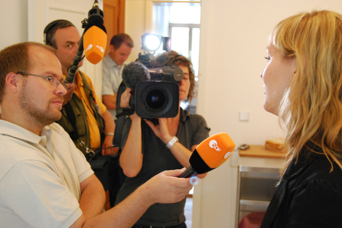 ZDF-Reporter bei der Arbeit